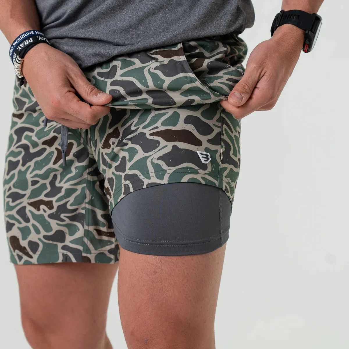 Burlebo 7" Athletic Shorts in Retro Duck Camo