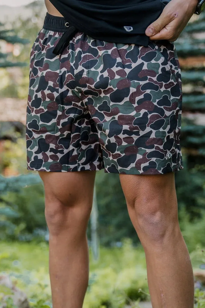 Burlebo 7" Throwback Camo Athletic Shorts with Black Liner