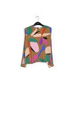 Camel graphic-print top