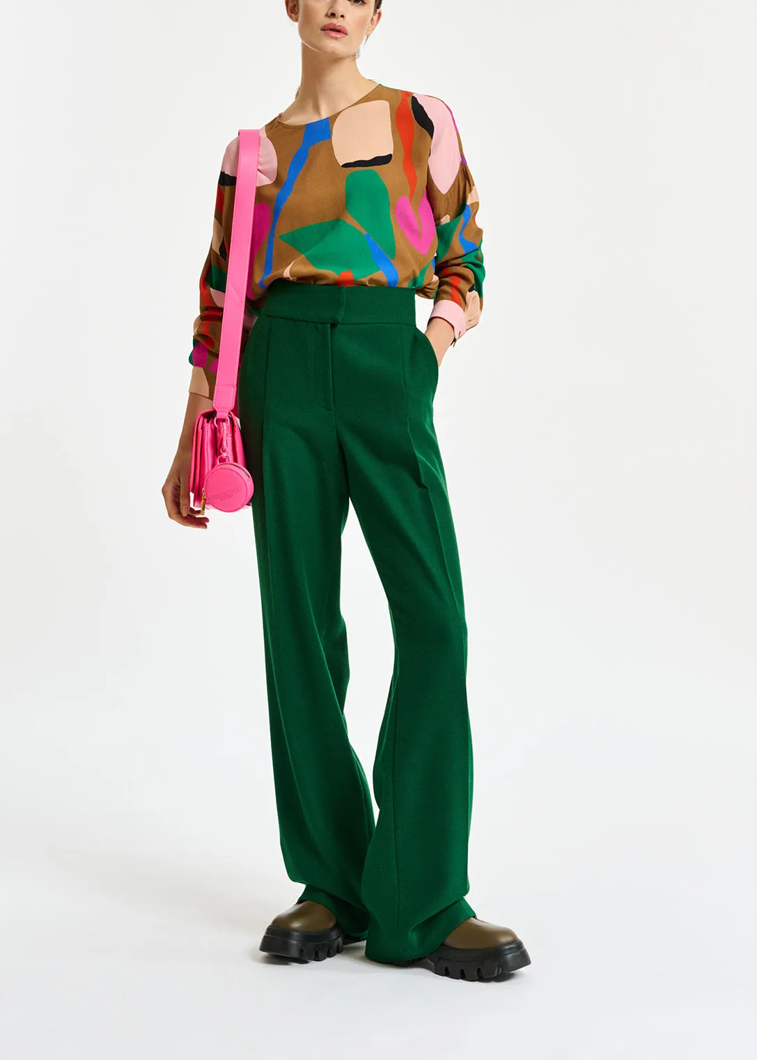 Camel graphic-print top
