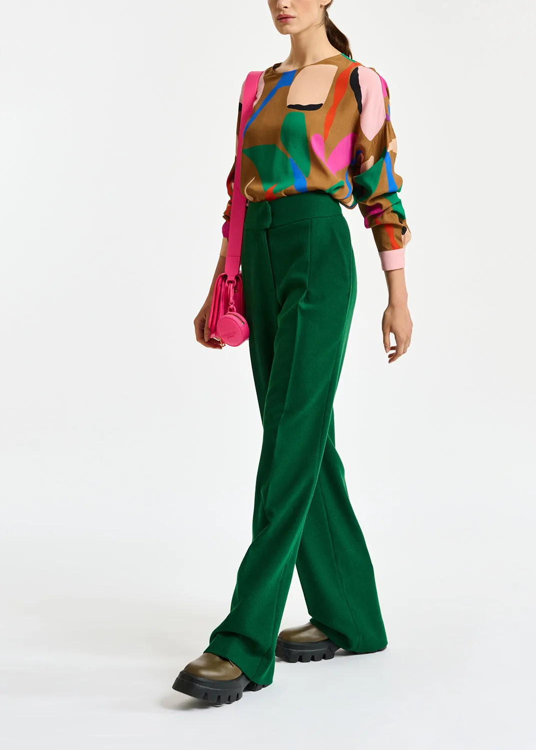 Camel graphic-print top