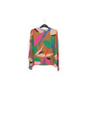 Camel graphic-print top