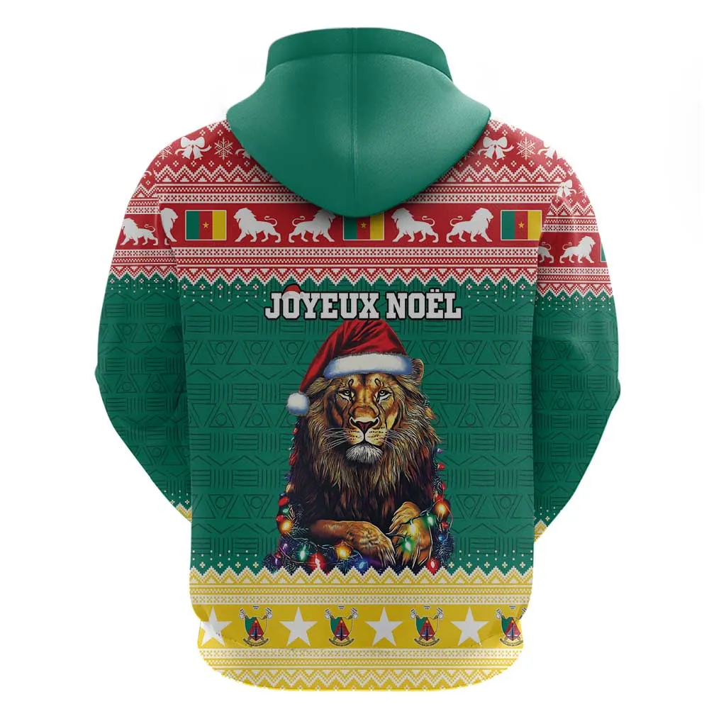Cameroon Christmas Zip Hoodie Lion African Santa LT15