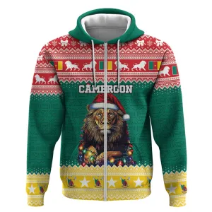 Cameroon Christmas Zip Hoodie Lion African Santa LT15