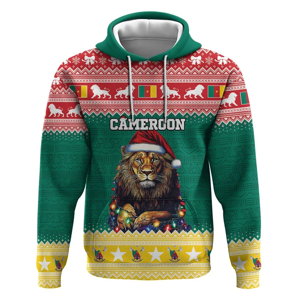 Cameroon Christmas Zip Hoodie Lion African Santa LT15
