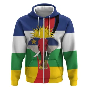 Central African Republic Republic Day 1958 Zip Hoodie Zo Kwe Zo - Flag Style LT18