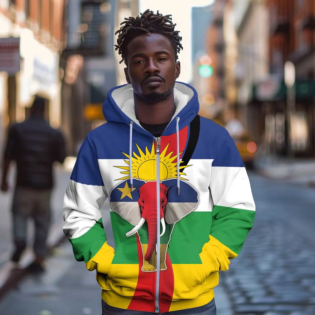Central African Republic Republic Day 1958 Zip Hoodie Zo Kwe Zo - Flag Style LT18