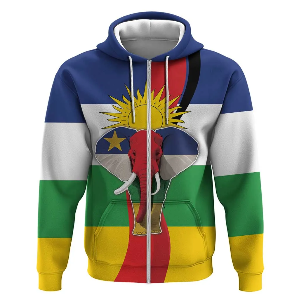 Central African Republic Republic Day 1958 Zip Hoodie Zo Kwe Zo - Flag Style LT18