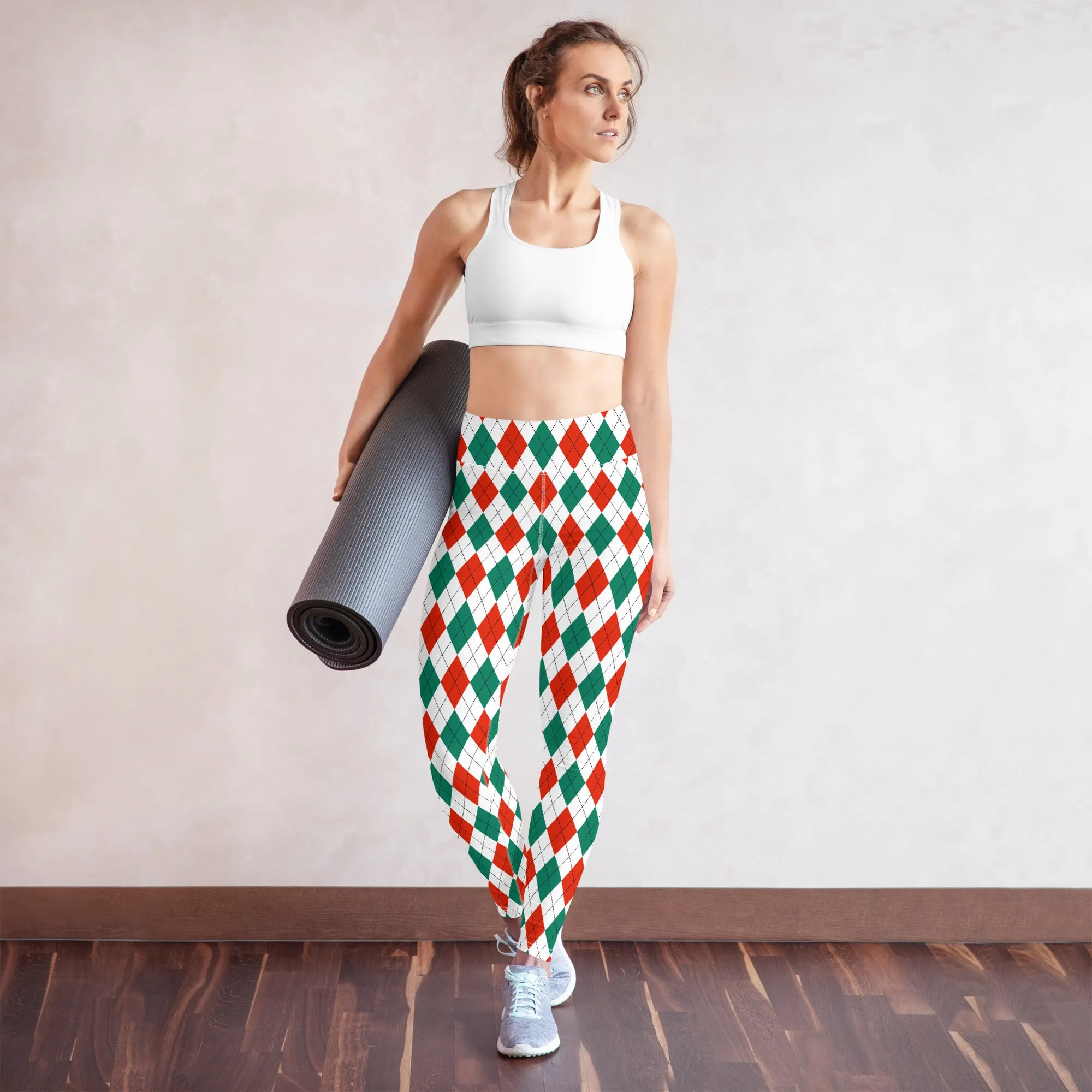 Christmas Argyle High-waist Yoga Leggings