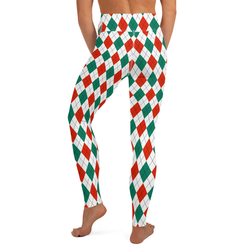Christmas Argyle High-waist Yoga Leggings