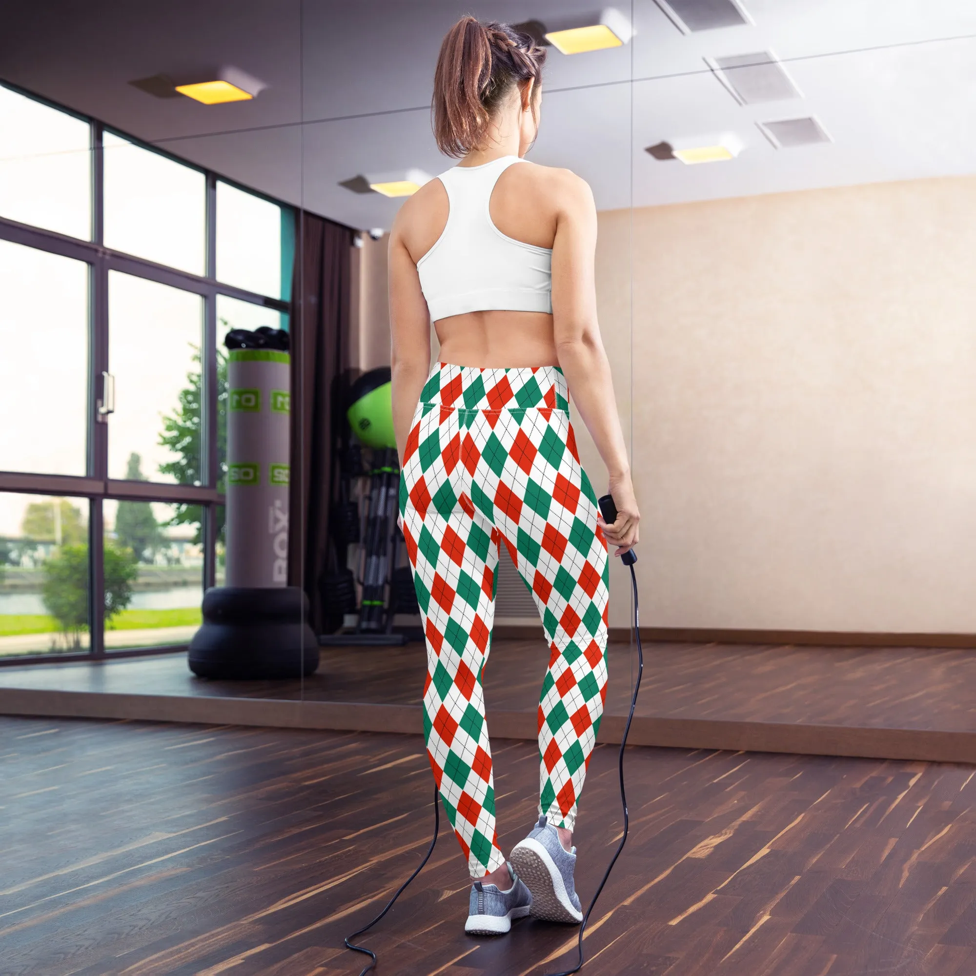 Christmas Argyle High-waist Yoga Leggings