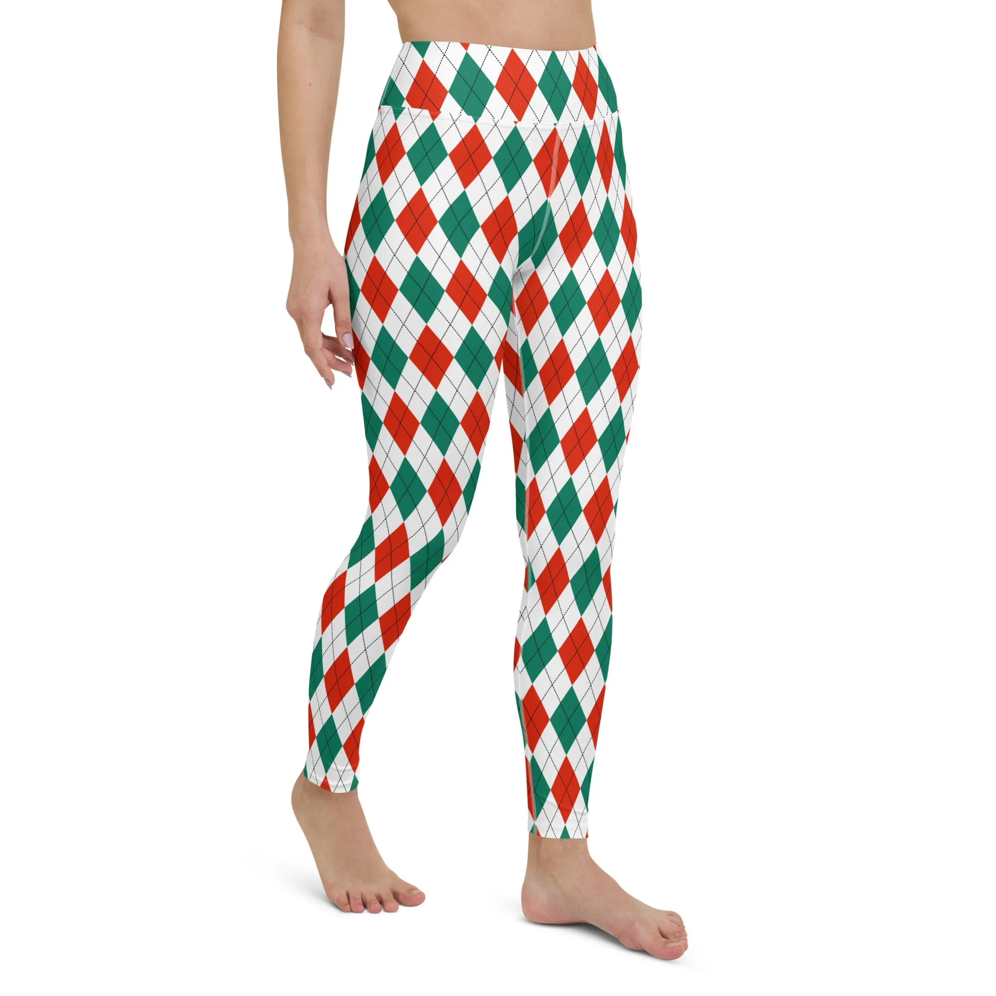 Christmas Argyle High-waist Yoga Leggings
