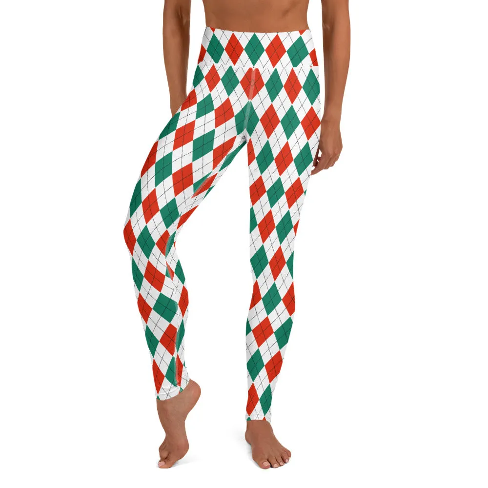 Christmas Argyle High-waist Yoga Leggings