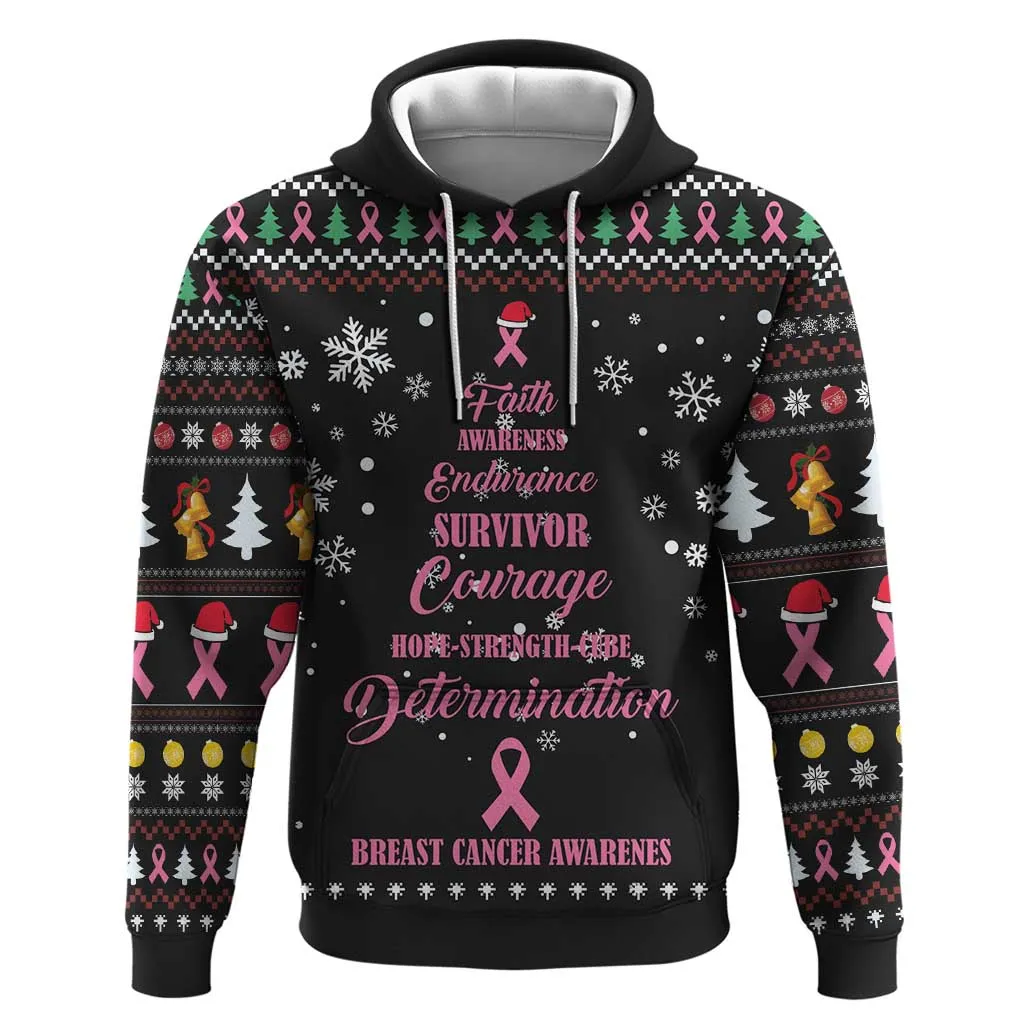 Christmas Tree Breast Cancer Afro Zip Hoodie Survivor African DT03