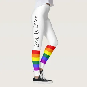 Colorful LGBT Rainbow Gay Pride Flag Custom Text Leggings