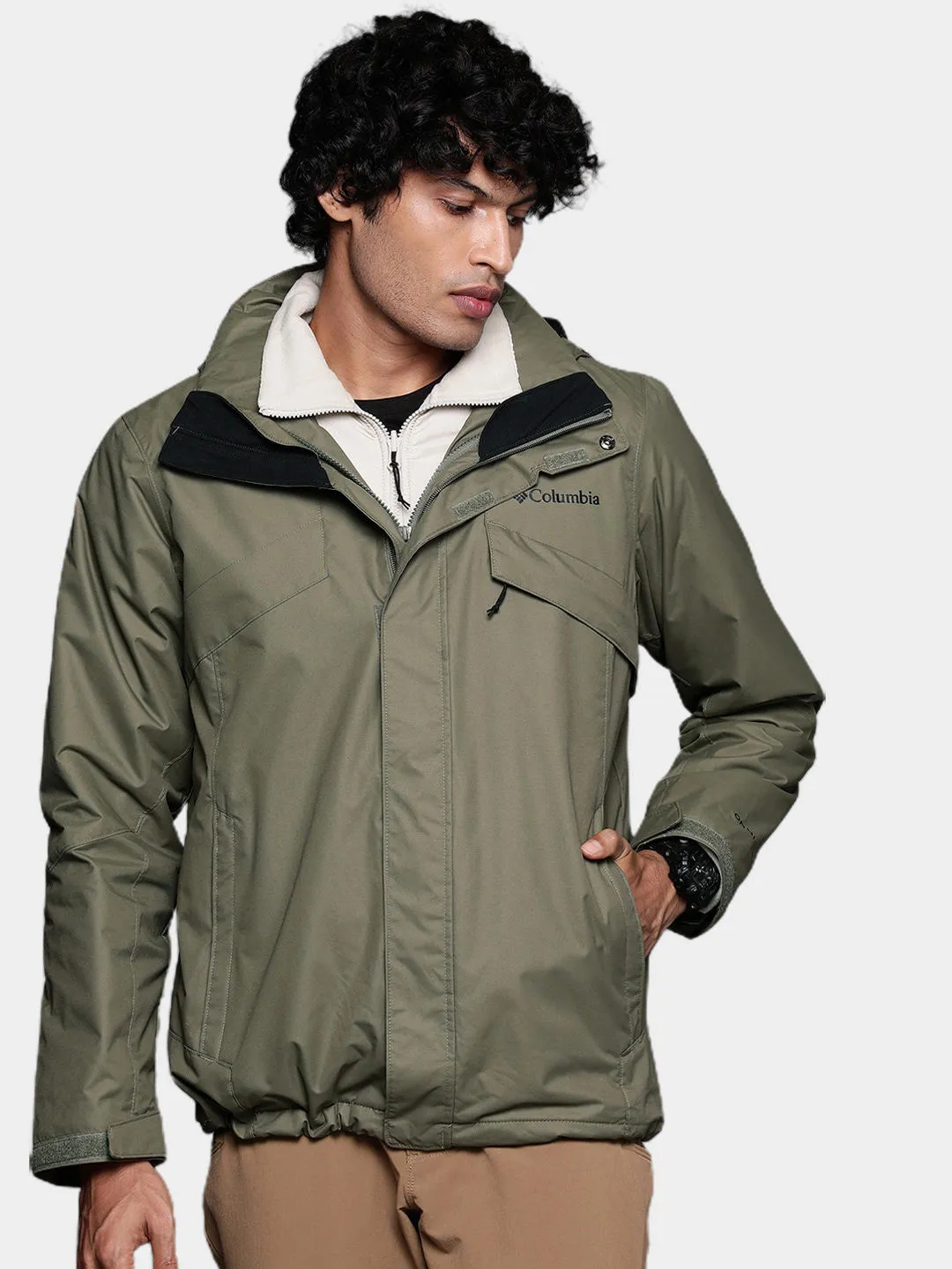 Columbia Men Olive Bugaboo II Fleece Interchange Jacket