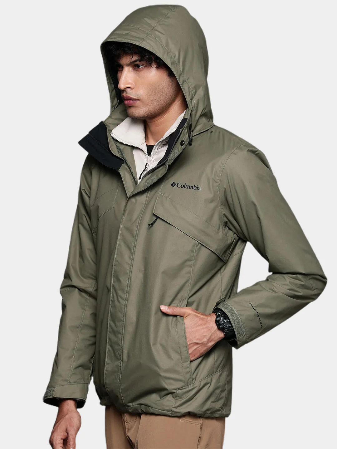 Columbia Men Olive Bugaboo II Fleece Interchange Jacket
