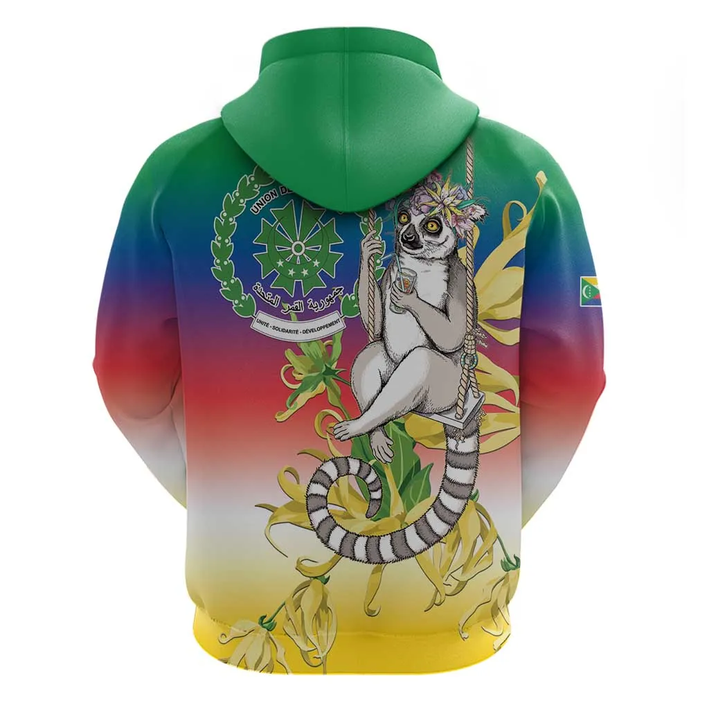 Comoros Zip Hoodie Mongoose Lemur With Ylang Ylang LT15