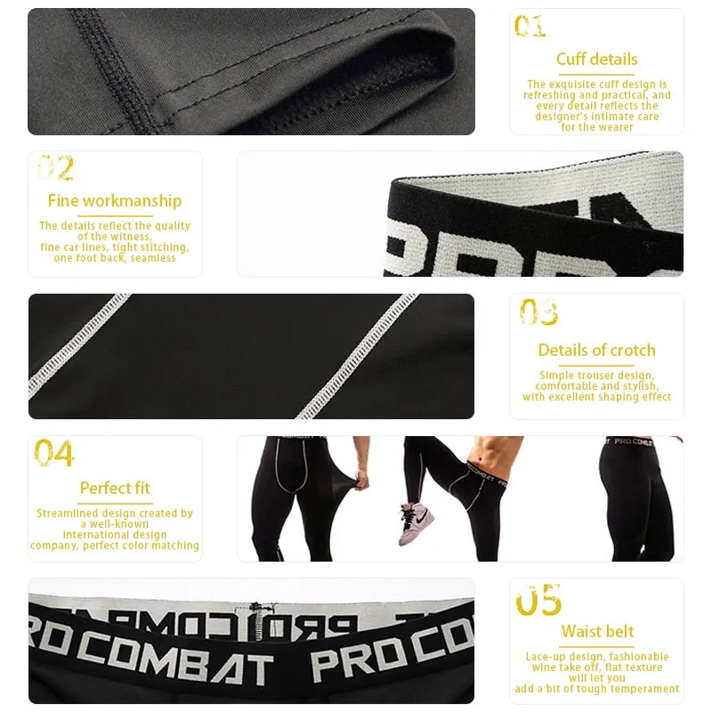 Compression Pants Mens Gym Leggings Sport Training  Pants Men Running Tights Trousers Men Sportswear Dry Quick Fit Jogging Pants