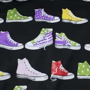 Cotton Kids Fabric Converse Black Print 140 cm