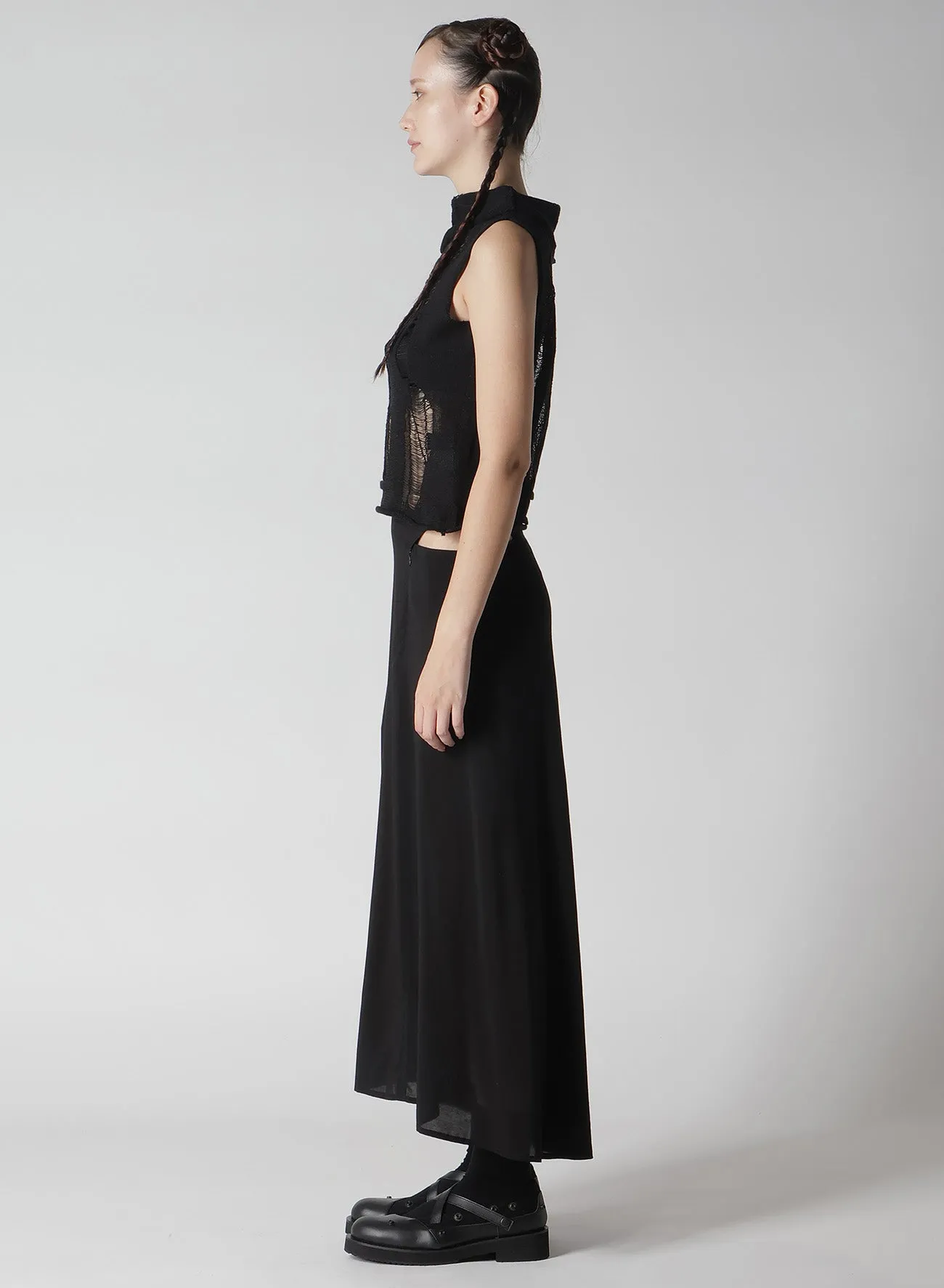 CRUSH PLAIN STITCH CRUSHED SLEEVELESS KNIT