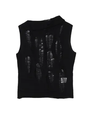 CRUSH PLAIN STITCH CRUSHED SLEEVELESS KNIT