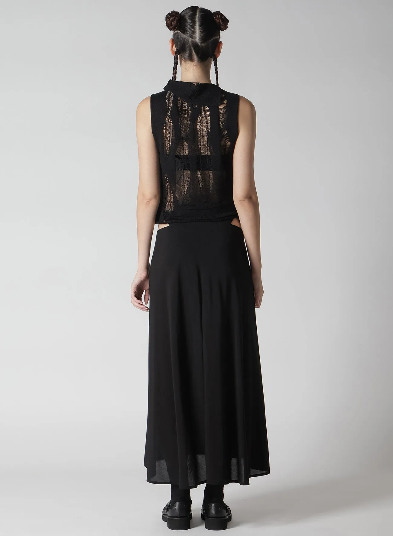 CRUSH PLAIN STITCH CRUSHED SLEEVELESS KNIT