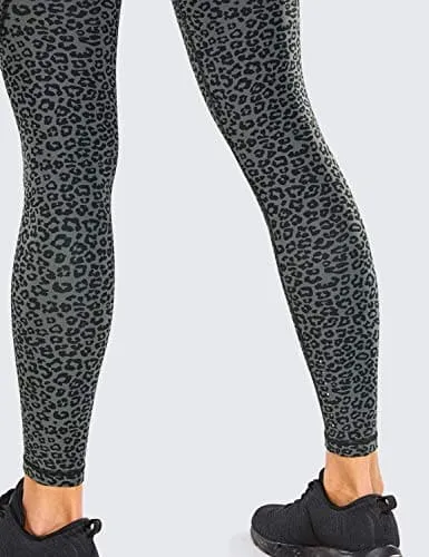 CRZ YOGA Women's Naked Feeling Workout Leggings 25 Inches - 7/8 High Waist Yoga Tight Pants Leopard Printed
