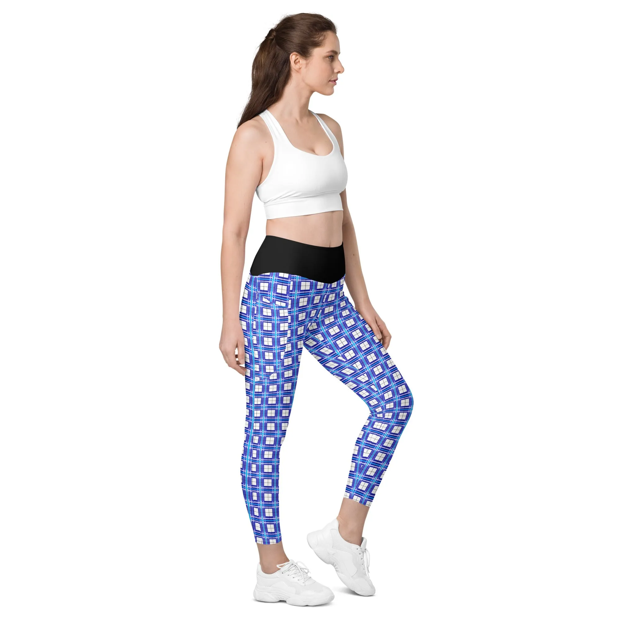 'Cumbrae Sky' Happy Tartan®  Ladies Yoga Leggings with Pockets✨