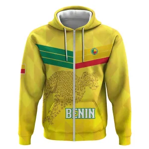 Custom Benin Football Zip Hoodie Go Les Guepards LT15