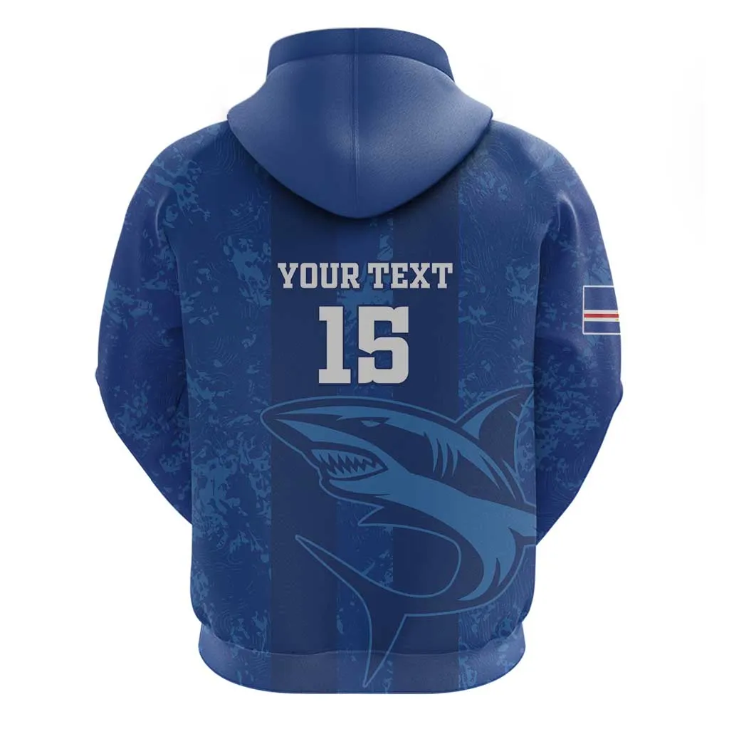 Custom Cape Verde Football Zip Hoodie Go Champions Tubaroes Azuis LT15