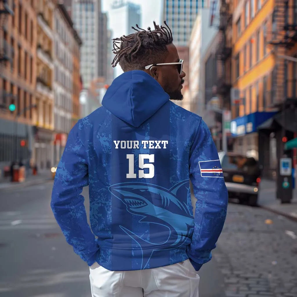 Custom Cape Verde Football Zip Hoodie Go Champions Tubaroes Azuis LT15