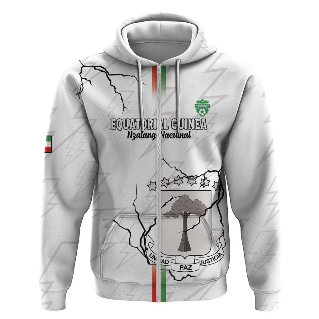Custom Equatorial Guinea Football Zip Hoodie Go Champions - White Version LT15