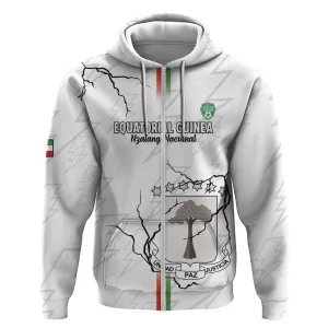 Custom Equatorial Guinea Football Zip Hoodie Go Champions - White Version LT15