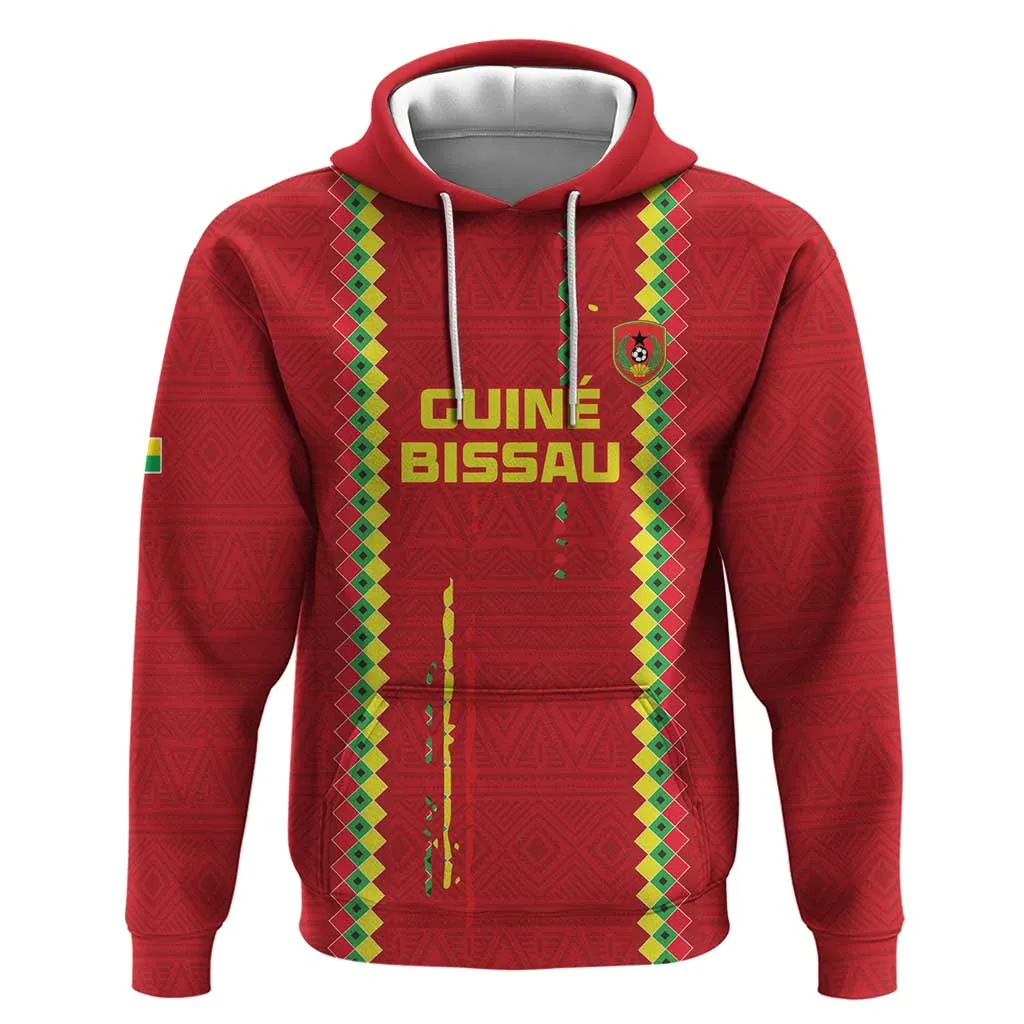 Custom Guinea Bissau Football Zip Hoodie Go Djurtus - African Pattern LT15