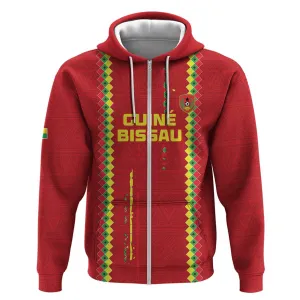 Custom Guinea Bissau Football Zip Hoodie Go Djurtus - African Pattern LT15
