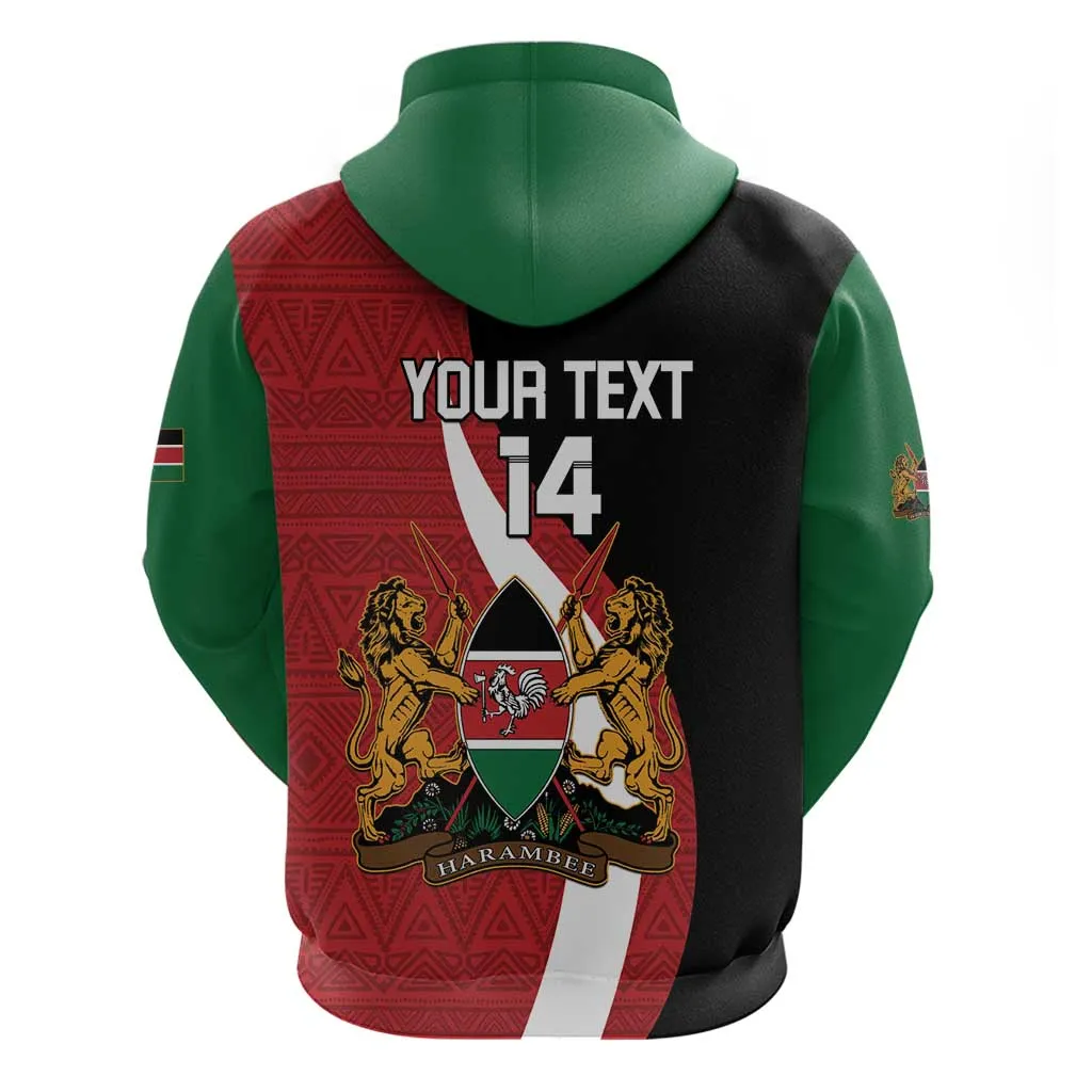 Custom Kenya Football Zip Hoodie Maasai Shield Coat Of Arms Style LT14