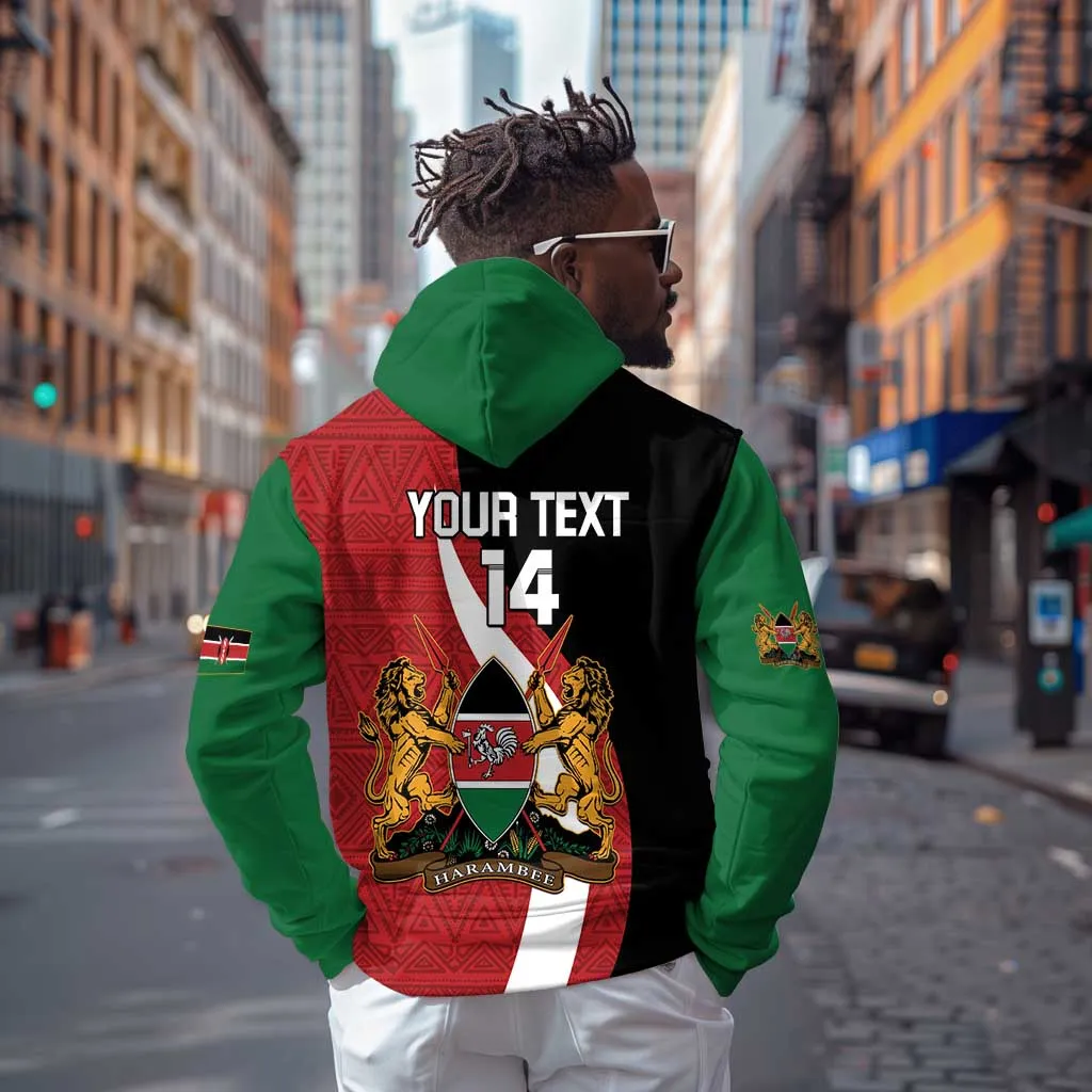 Custom Kenya Football Zip Hoodie Maasai Shield Coat Of Arms Style LT14