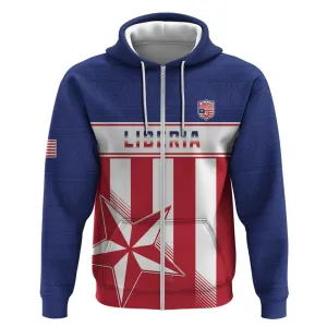 Custom Liberia Football Zip Hoodie Sporty Style LT15
