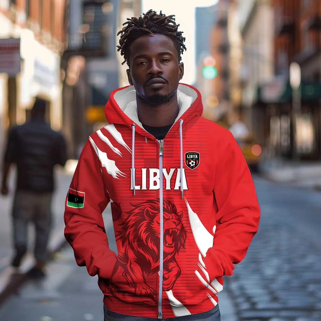 Custom Libya Football Zip Hoodie Yalla Libya LT15