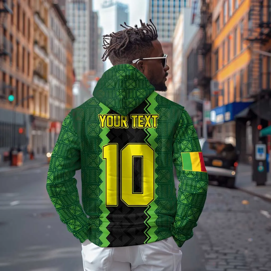 Custom Mali Football Zip Hoodie Les Aigles-Green, Gold & Red LT03