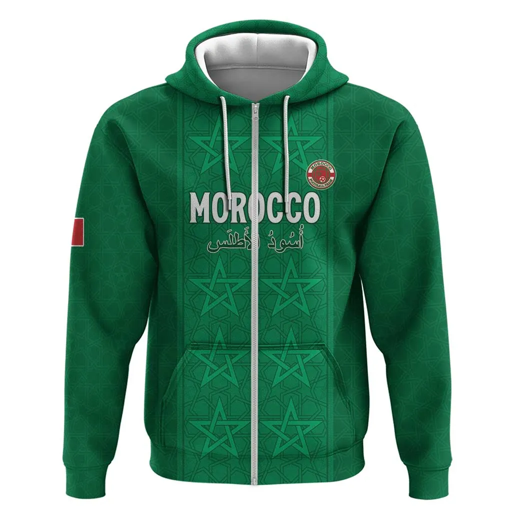 Custom Morocco Football Zip Hoodie Dima Maghrib LT15