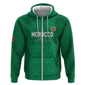 Custom Morocco Football Zip Hoodie Dima Maghrib LT15