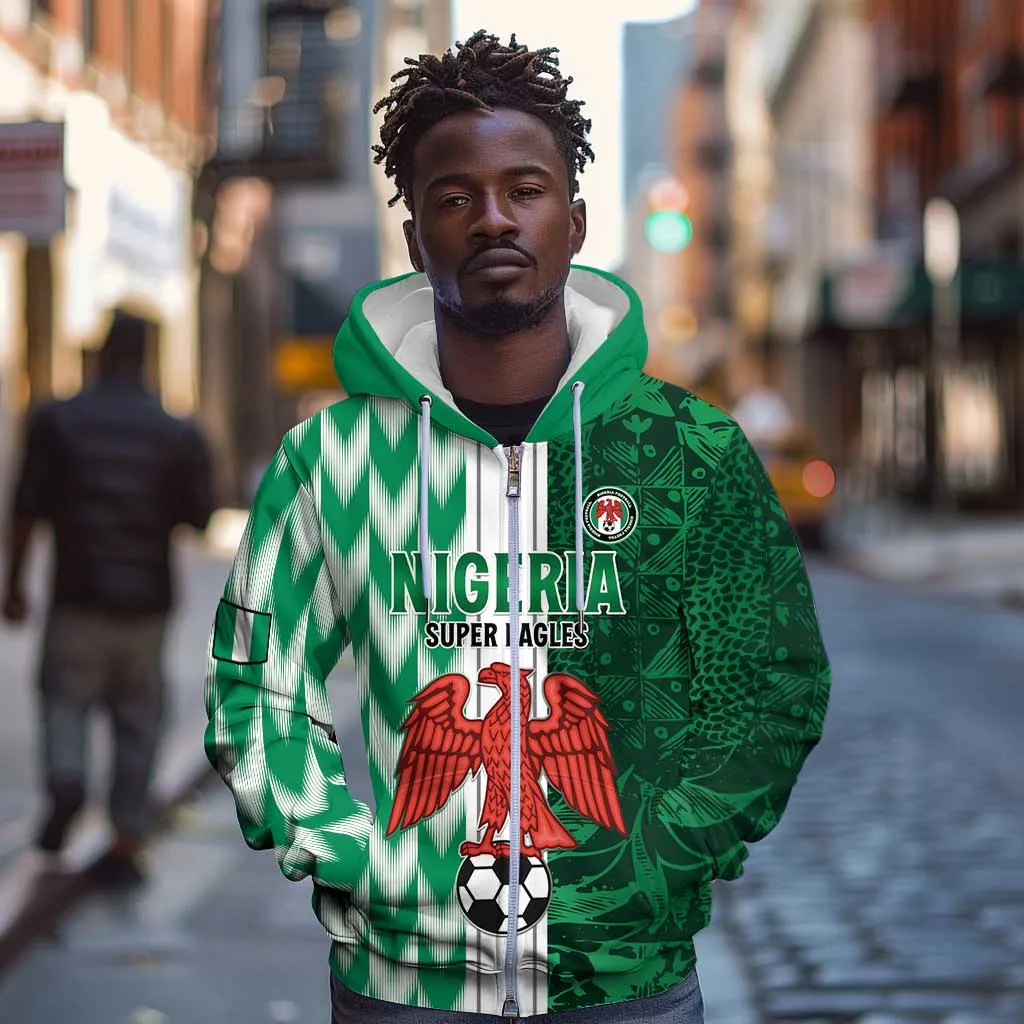 Custom Nigeria Football Zip Hoodie Go Champions LT15