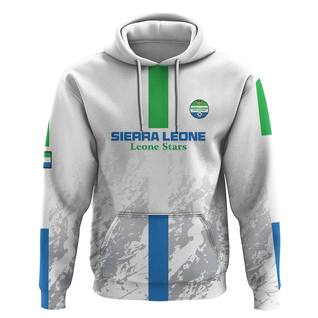 Custom Sierra Leone Football Zip Hoodie Grunge Style LT15
