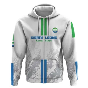 Custom Sierra Leone Football Zip Hoodie Grunge Style LT15