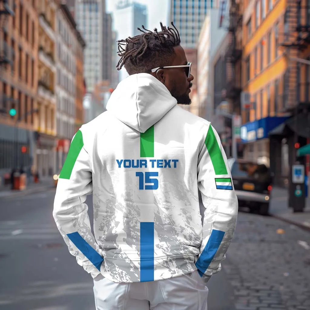 Custom Sierra Leone Football Zip Hoodie Grunge Style LT15