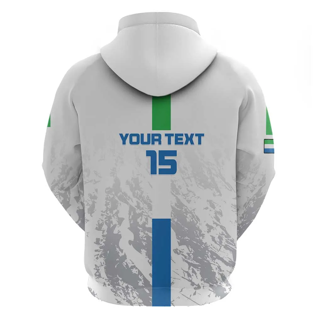 Custom Sierra Leone Football Zip Hoodie Grunge Style LT15