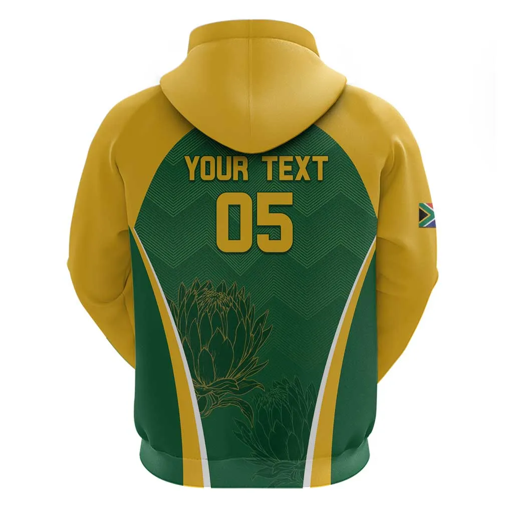 Custom South Africa Cricket Zip Hoodie Go Champions Protea Pattern LT05