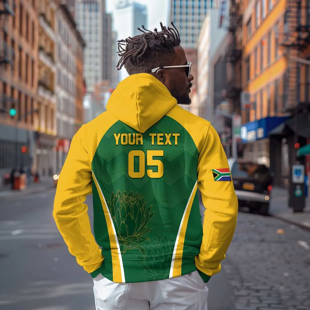 Custom South Africa Cricket Zip Hoodie Go Champions Protea Pattern LT05